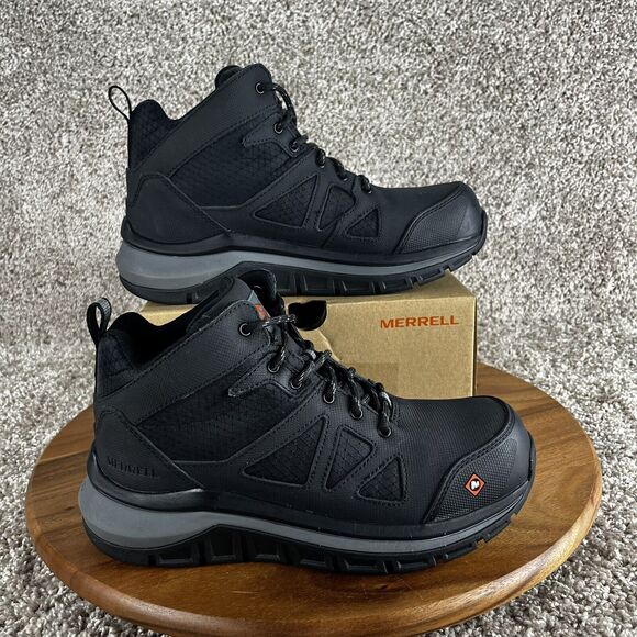Merrell Fullbench Speed Mid Mens Size 6.5 Carbon Fiber Toe Work Boots Shoes - Picture 1 of 12